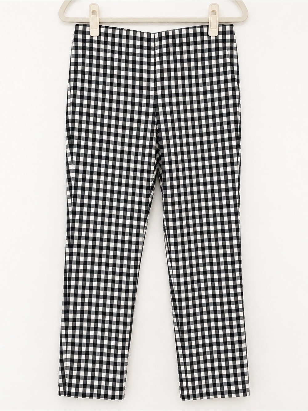 J.Jill Essential Cotton Stretch Gingham Check Pants 6 Petite Black Cream